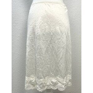 VTG Womens LARGE White Satin 24" Half Slip Lace Hem Trim Lingerie *Flaws*